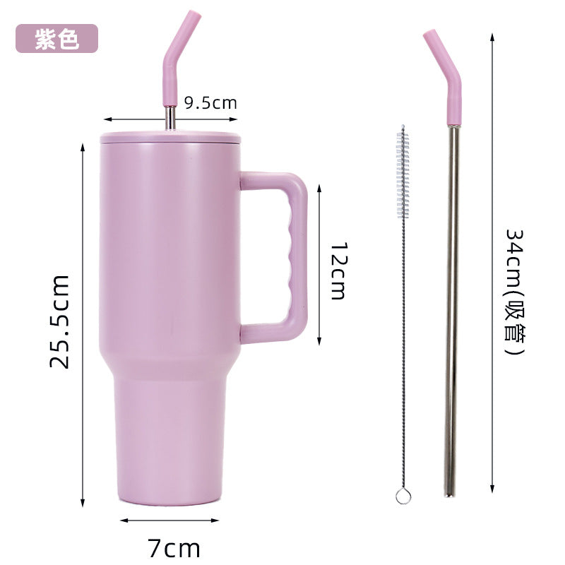 Wholesale 40oz Thermal Sublimation Handle Cup Large Capacity Stainless Steel Straw Ice Cup