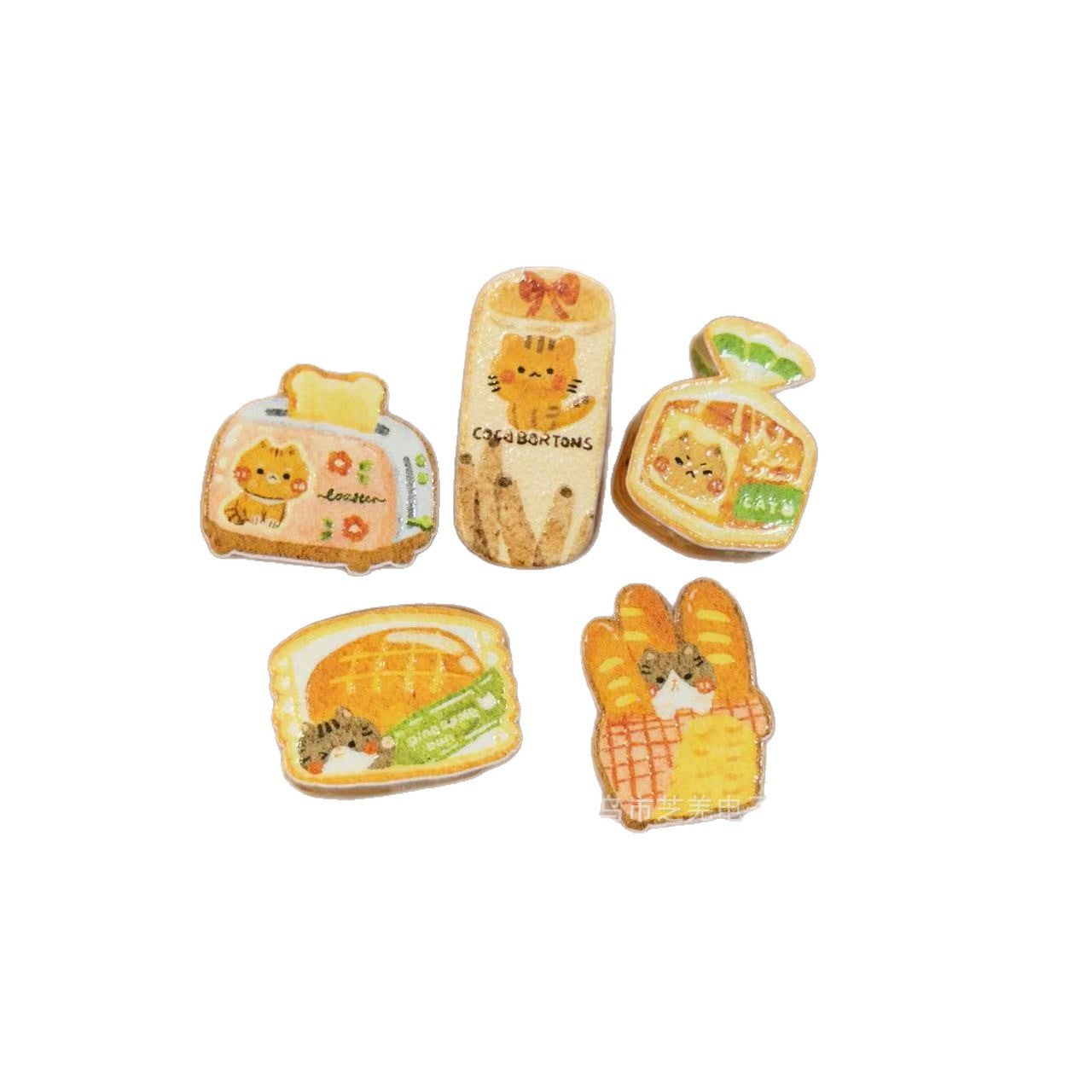 Wholesale 10pcs yellow milk cute cat bread acrylic beads