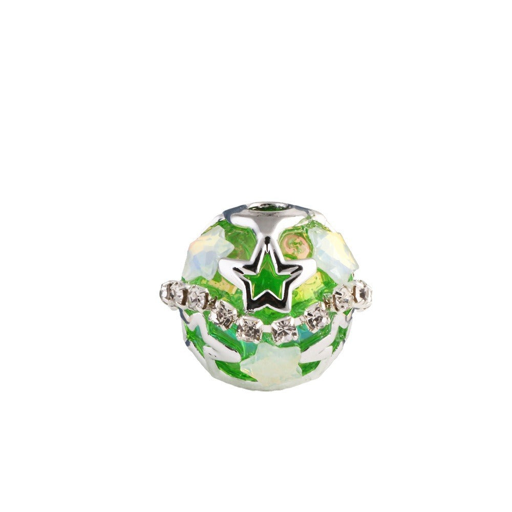 Wholesale 10pcs Starry Sky Round Beads Soft Clay Drill Balls Straight Hole DIY Accessories Beads