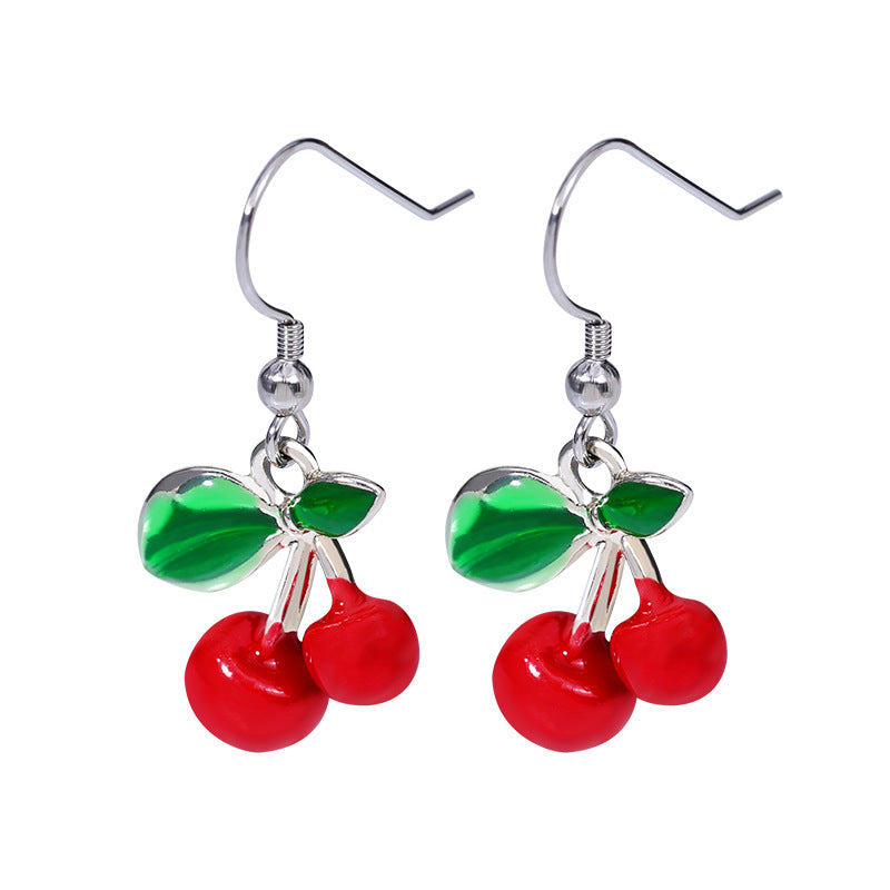 Wholesale Red cherry earrings exquisite cute pendant