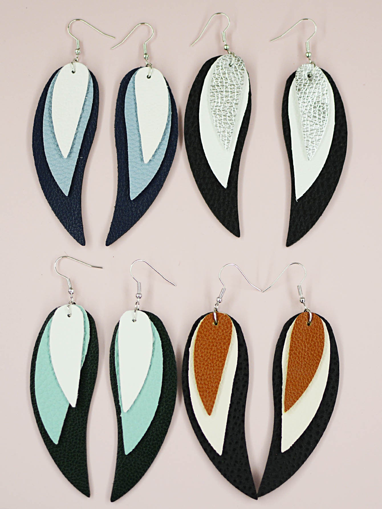 Wholesale Multi-layered Leather Earrings Symmetrical Love Earrings