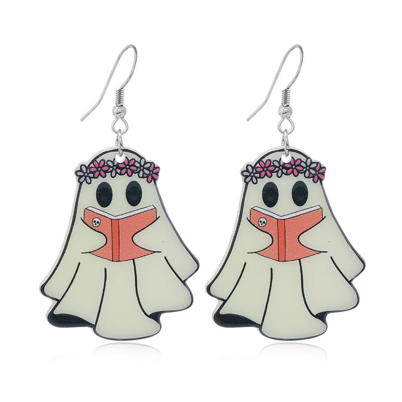 Wholesale Halloween Funny Cool Girl Ghost Wind Acrylic Personality Earrings