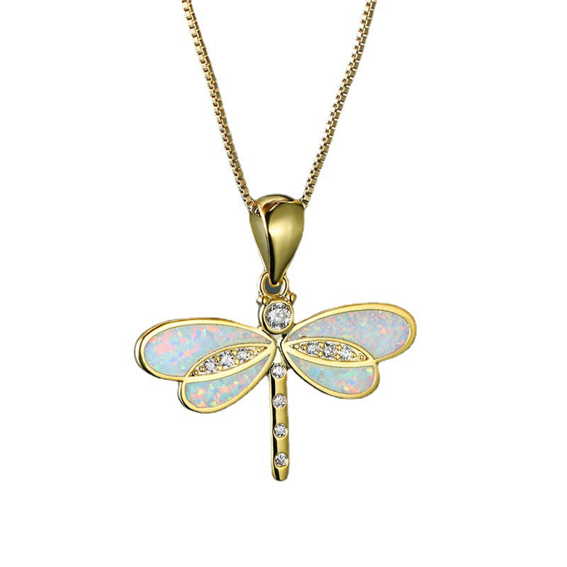Wholesale vins cold style gold dragonfly necklace