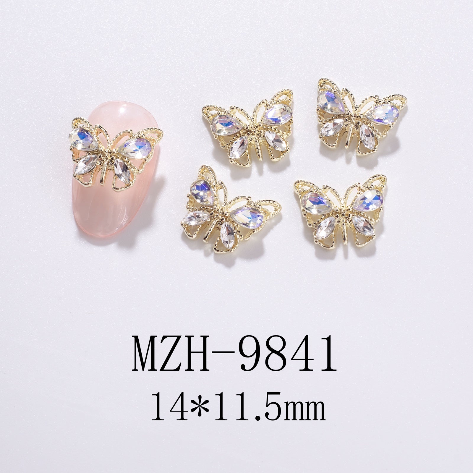 Hollow nail art small butterfly alloy jewelry