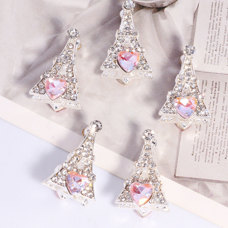 Wholesale 2PCS/Pack Three-Dimensional Eiffel Tower Alloy Hole Loose Beads DIY Mobile Phone Key Chain Necklace Bag Chain Accessories