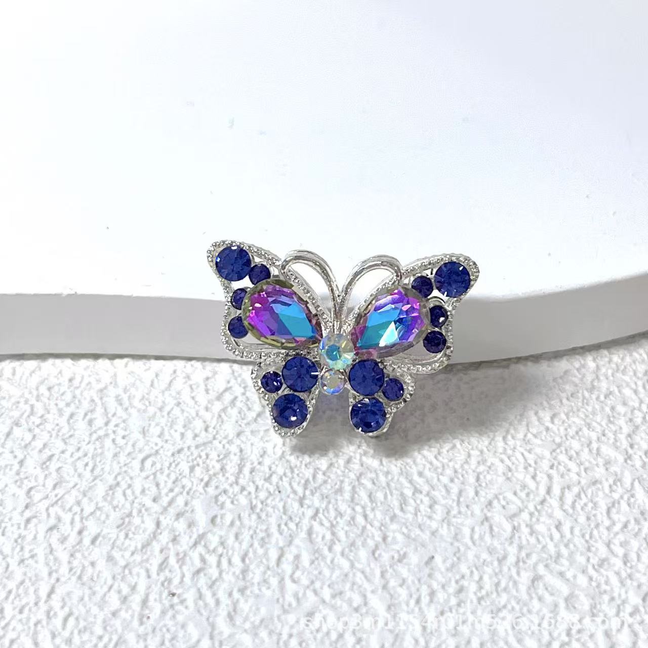 Wholesale  10pcs Crystal Diamond Three Dimensional Butterfly Straight Hole Beads