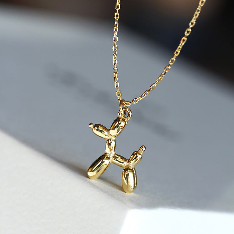 Wholesale Hip-hop Balloon Dog Pendant Necklace with Stainless Steel Chain