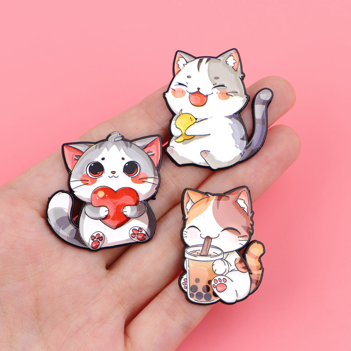 Wholesale Love Cat Brooch Cartoon Metal Badge Creative Personality Accessories