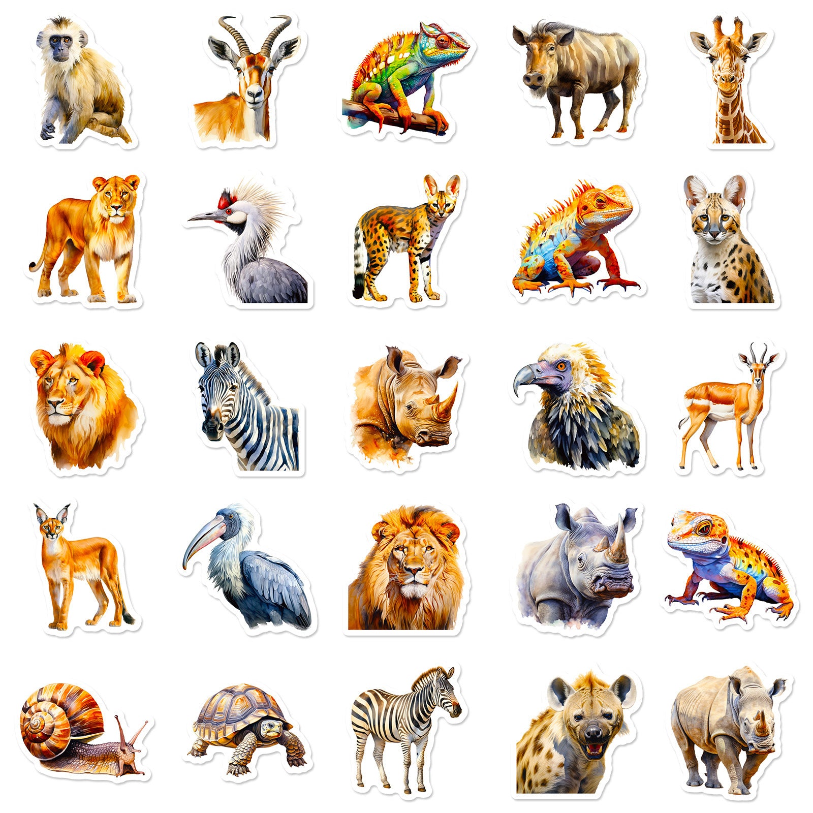 Wholesale 50PCS/ PACK realistic African animal personalized DIY stickers