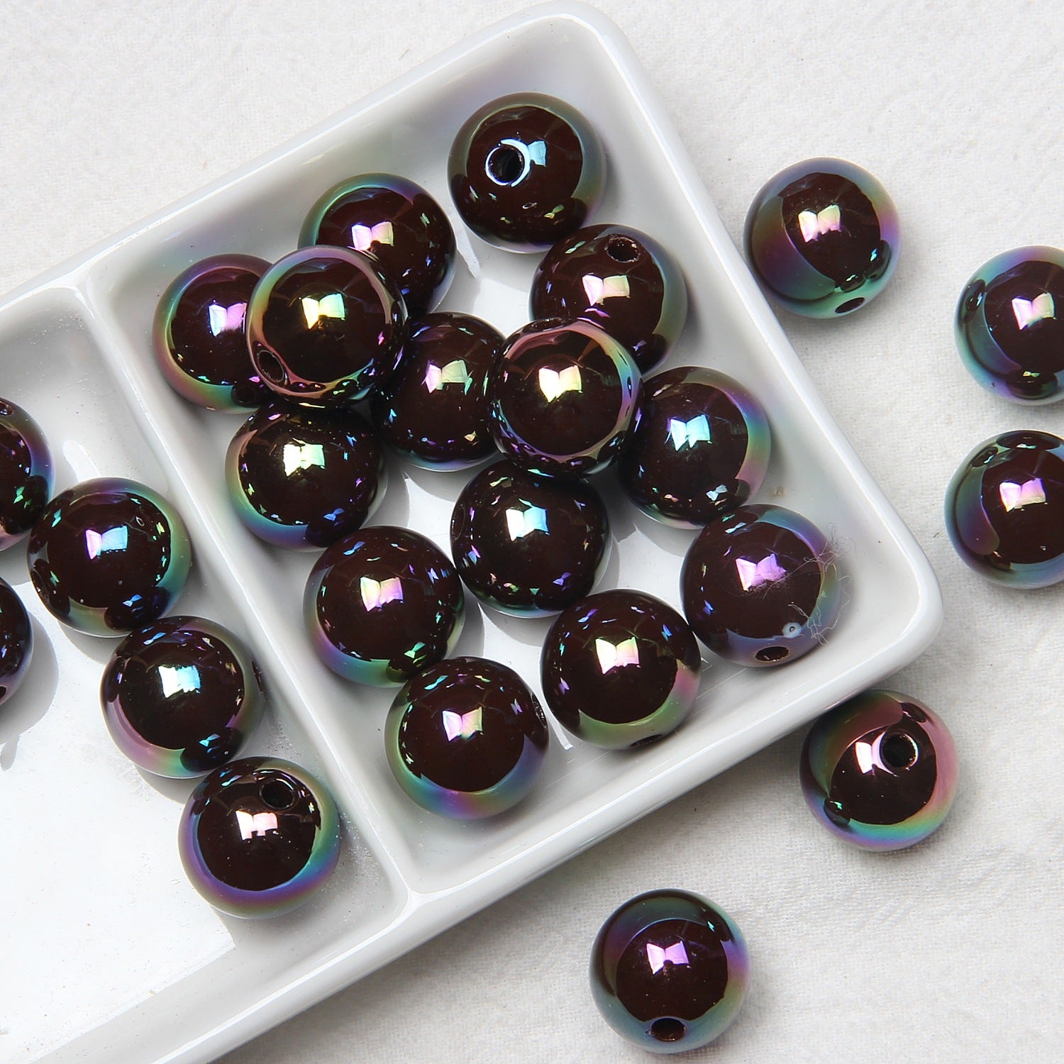 Wholesale 20pcs acrylic plated color beaded hand-painted beads ovules diy