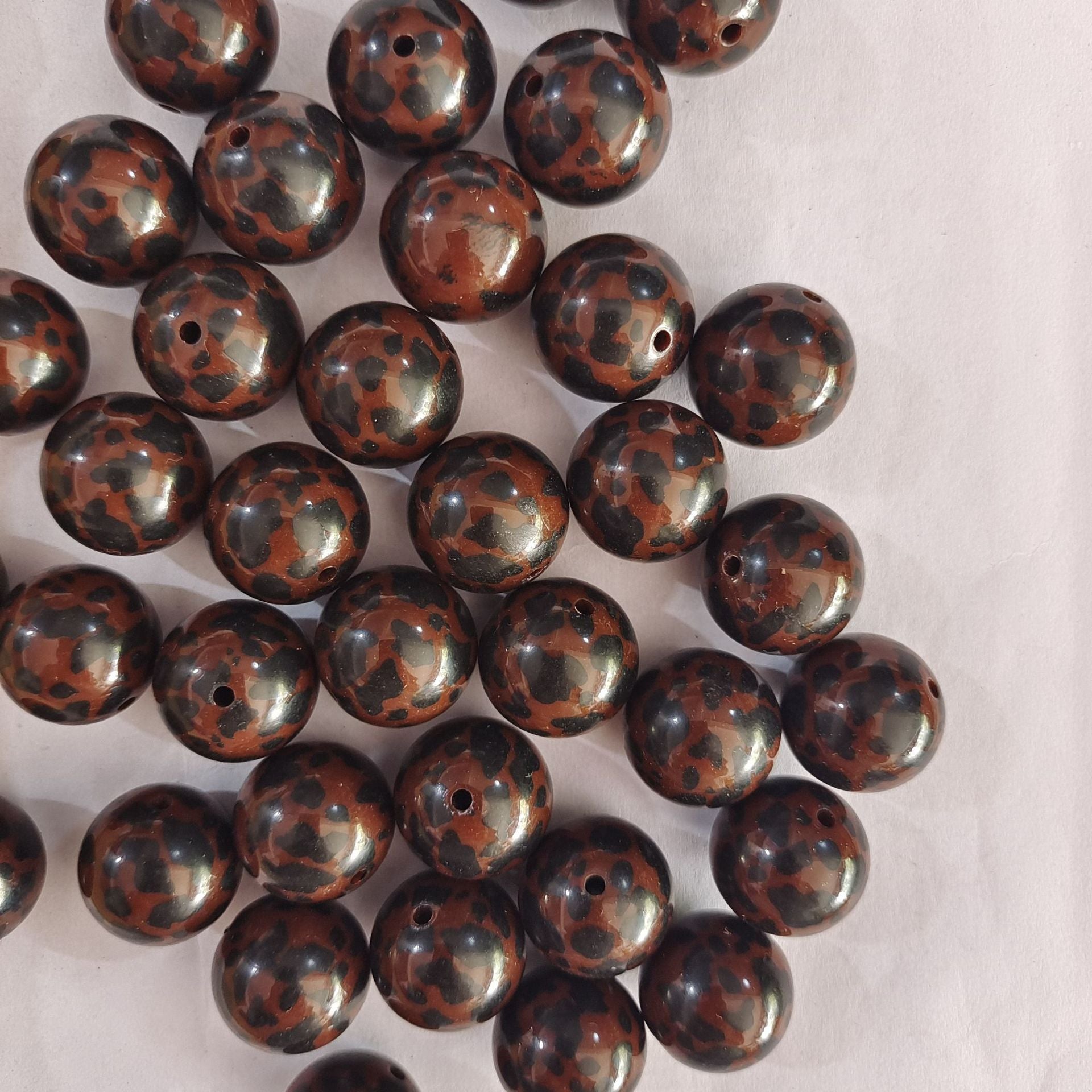 Wholesale 5pcs 20MM Acrylic Coffee Leopard Print Beads