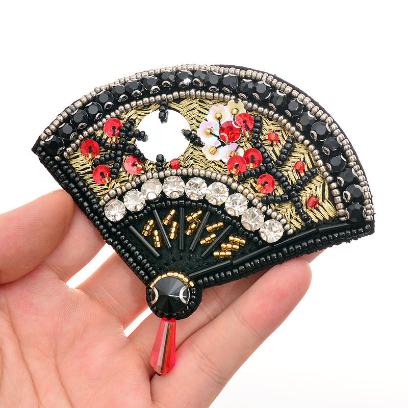 Wholesale DIY Handmade Beaded Fan Cloth Patch Hat Clothing Decoration