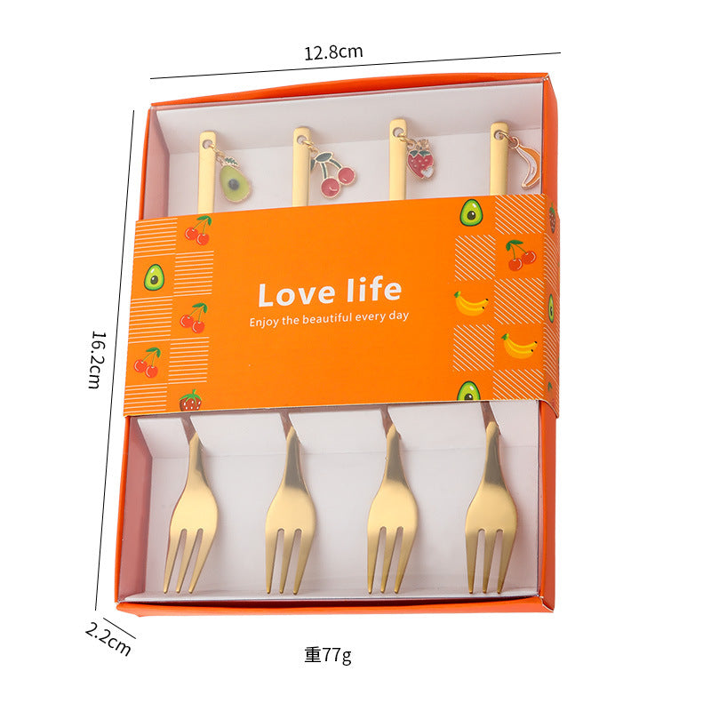Wholesale spoon fruit pendant spoon fork 4 piece set  Kitchenware