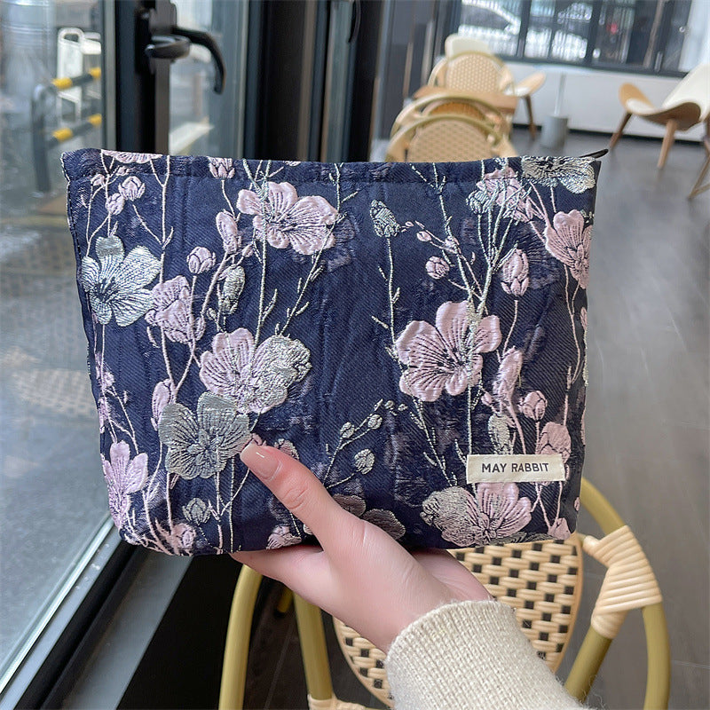 Wholesale MAY RABBIT new retro embossed flower high quality cosmetic bag large capacity canvas bag female liner bag