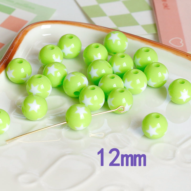 Wholesale 30pcs Cute Children's Fun Series Solid Color Macaron Color Star Round Beads