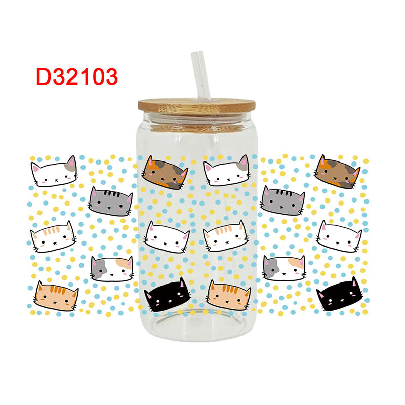 Wholesale Complex and cute patterns 16oz Cup UV DTF Wraps