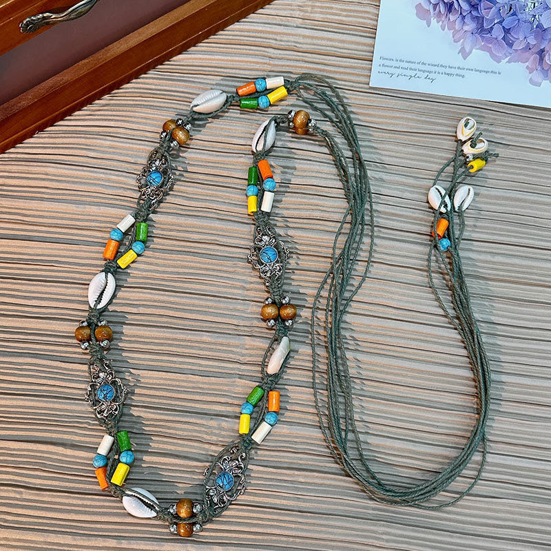 Wholesale Women's Versatile Dress Accessories Waist Rope Bohemian Braided Hemp Rope Waist Chain Thin Belt