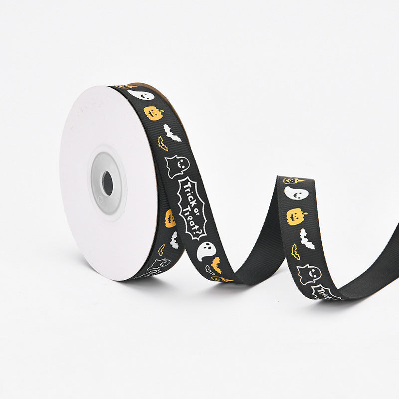 Wholesale New Halloween Webbing 1cm Spot Holiday Decoration Small Roll Ribbon Jewelry Gift Box