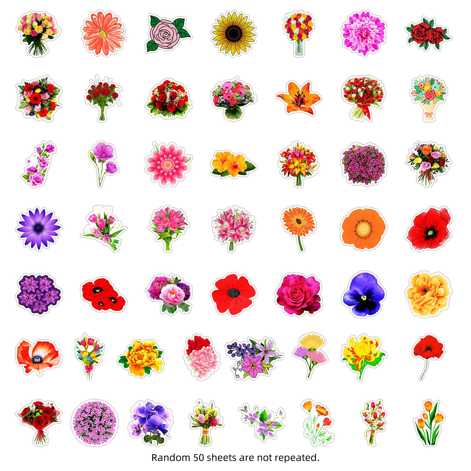 Wholesale 50 pieces of plant and flower graffiti stickers decorative waterproof stickers