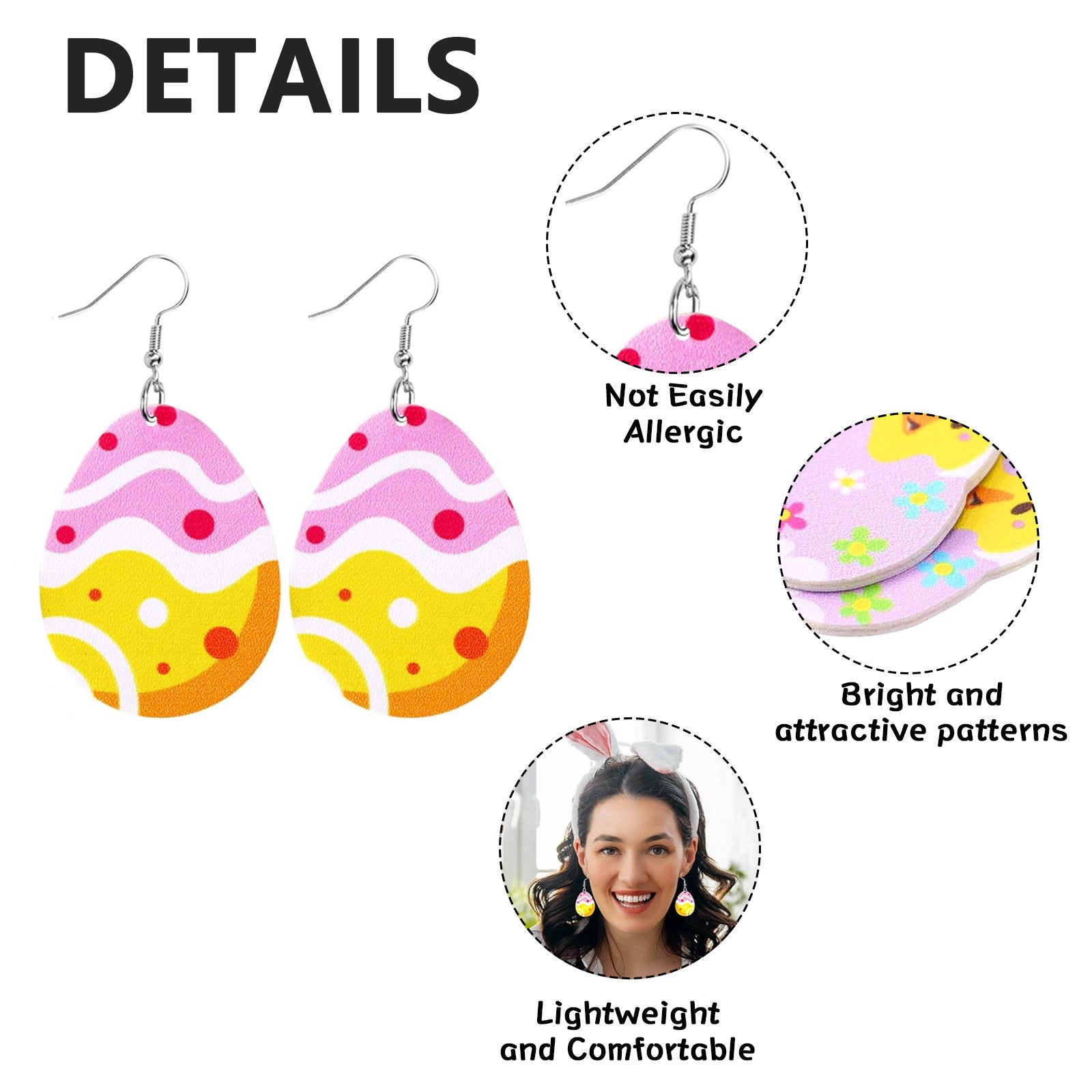 Wholesale Easter rabbit Egg Mushroom Double-sided Acrylic Earrings