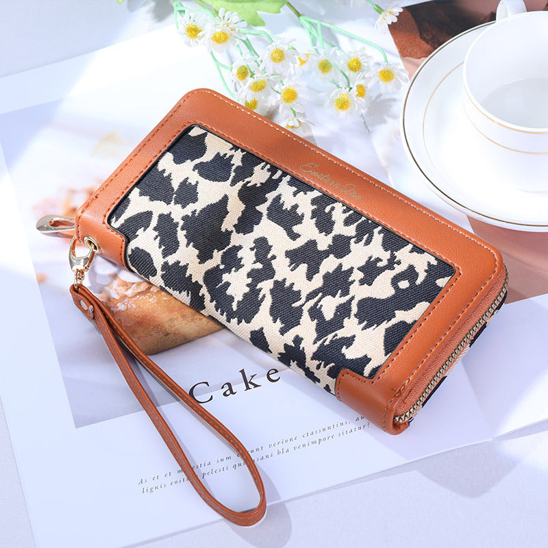 Wholesale Long Leopard Print Women's Large Capacity Multi-card Slot Wallet