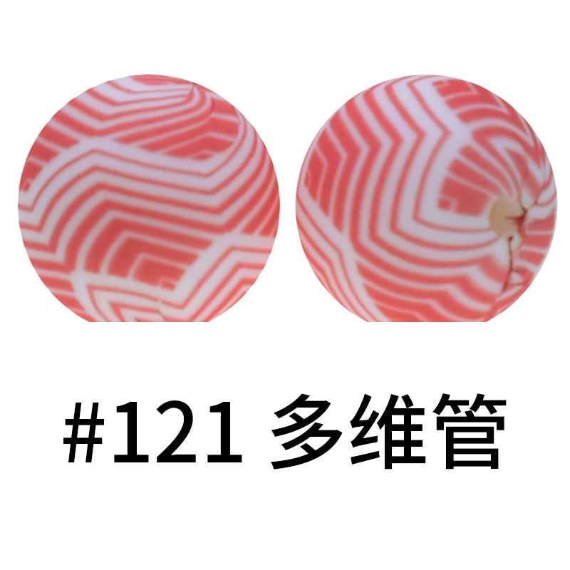 Wholesale 50pcs 16mm Print Silicone Beads Colorful Silicone Water Transfer Beads