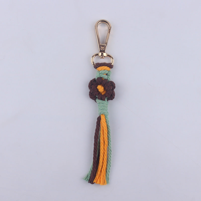 Wholesale Handmade Cotton Thread Woven Cartoon Flower Keychain