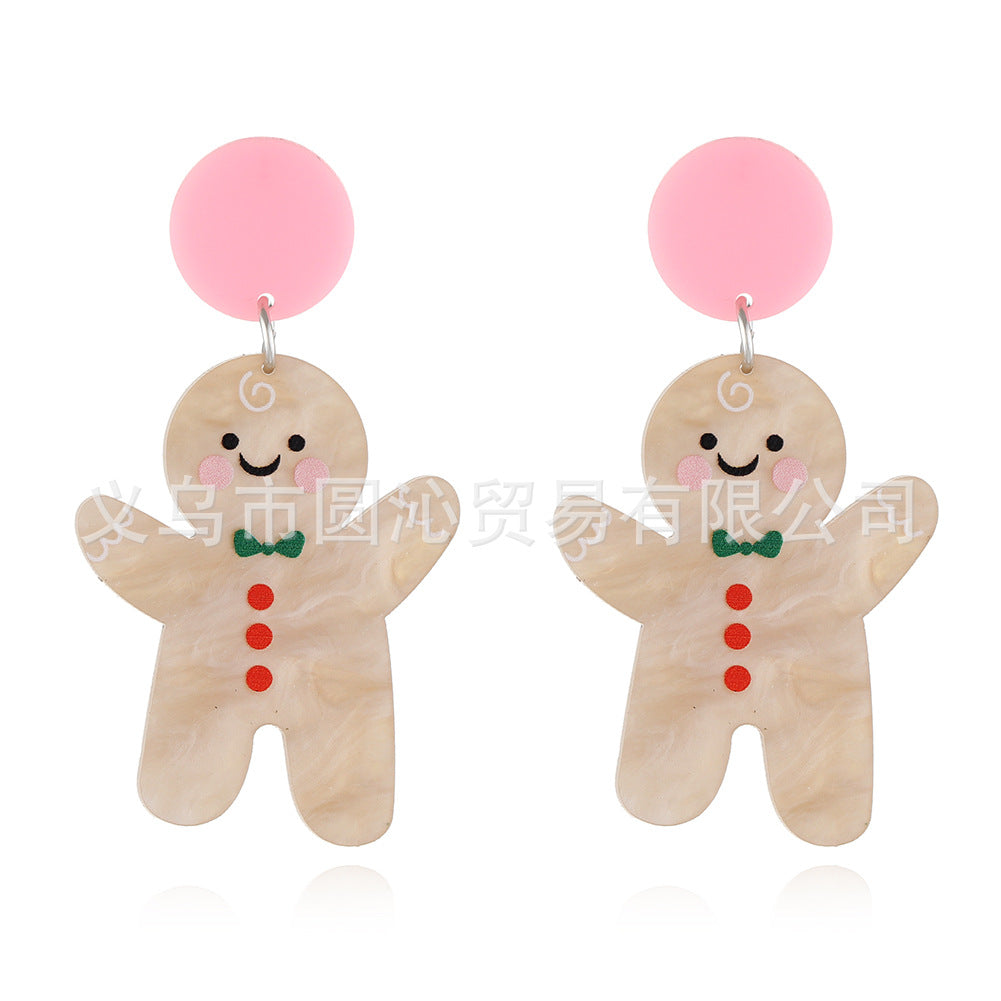 Wholesale Christmas s925 Silver Needle Acrylic Elk Snowman Earrings