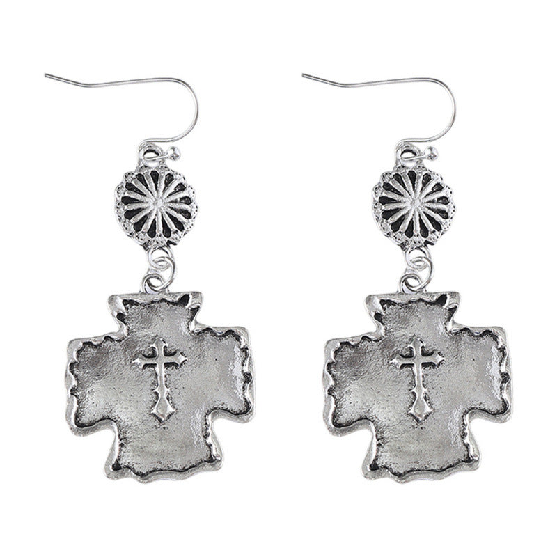 Wholesale Western style flower double cross earrings