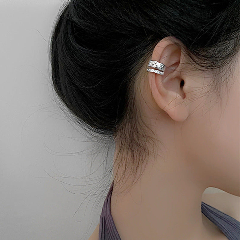 Wholesale Lingge Double-layer High-quality Zircon Square Double-layer Ear Clip