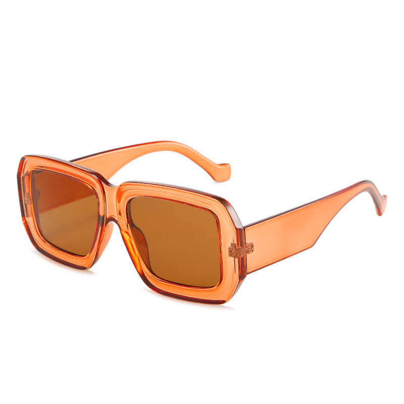 Wholesale Modern Retro Polygonal Contrast Color Thick Rim Sunglasses