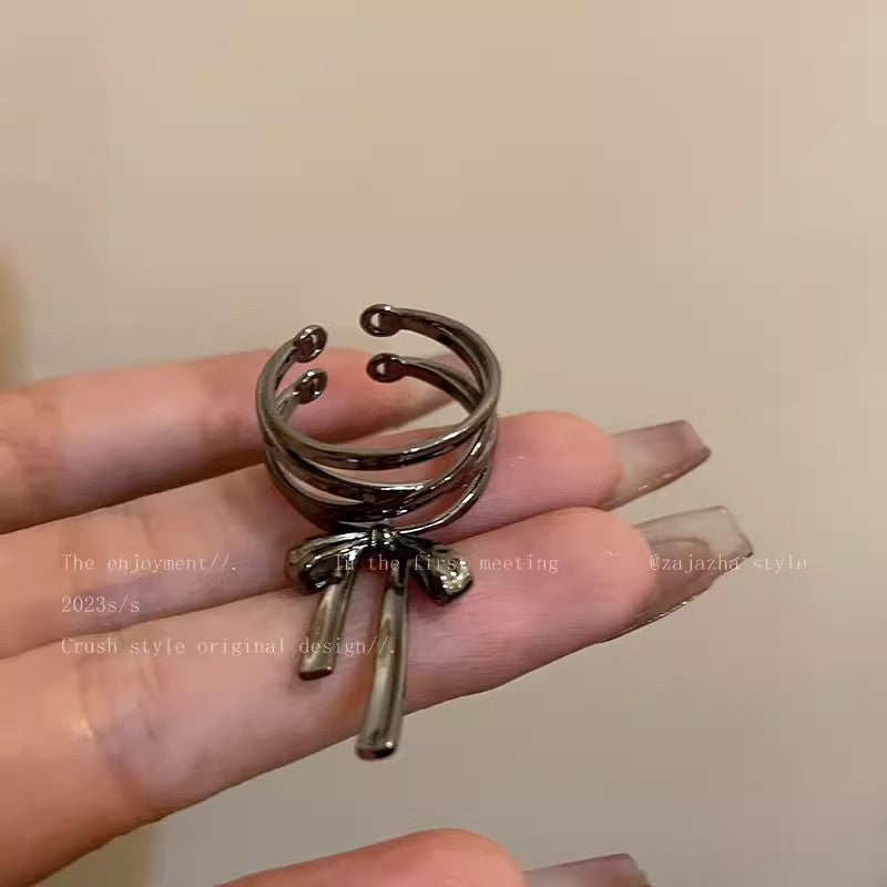 Wholesale Ballet style bow ribbon adjustable finger ring