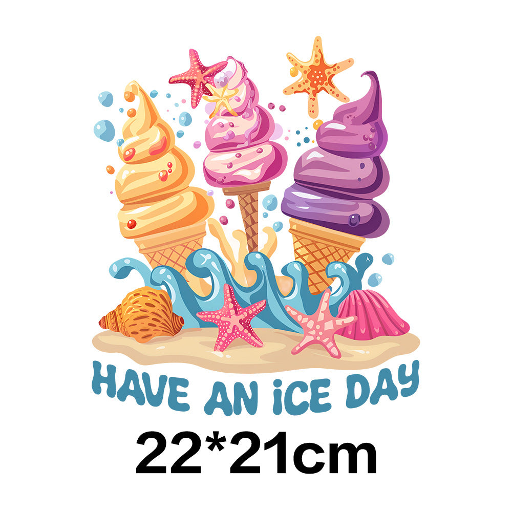 Wholesale 10pcs Summer Tropical Ice Cream UV DTF Ready to Press Transfers Wraps