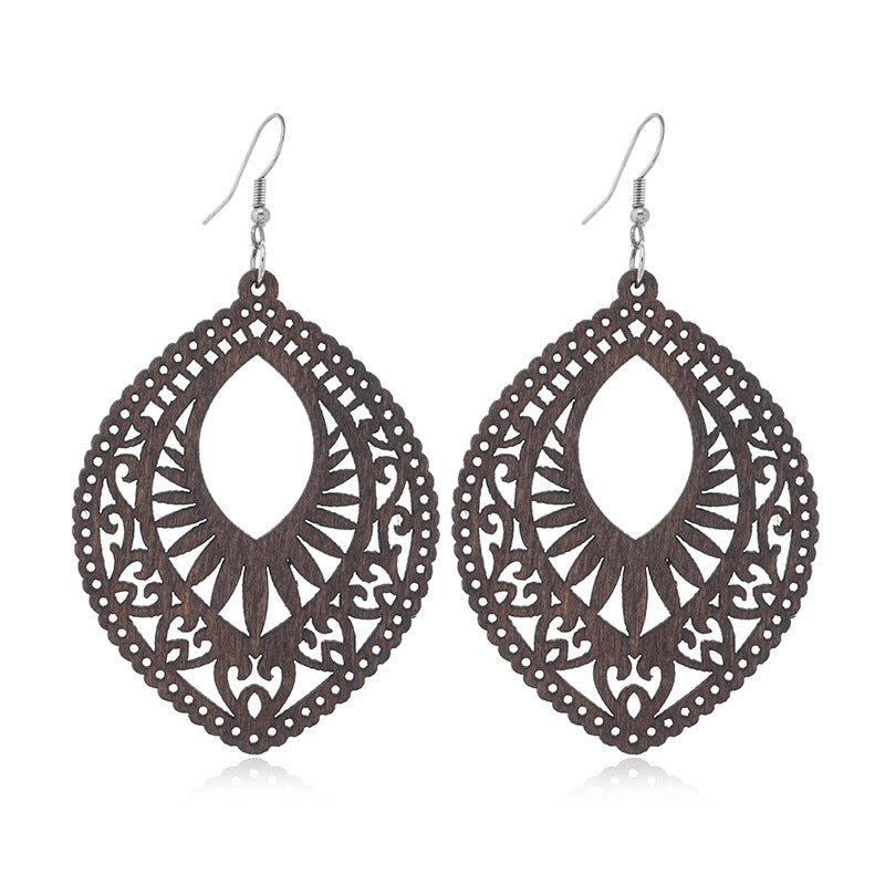 Pendientes de madera huecos geométricos al por mayor