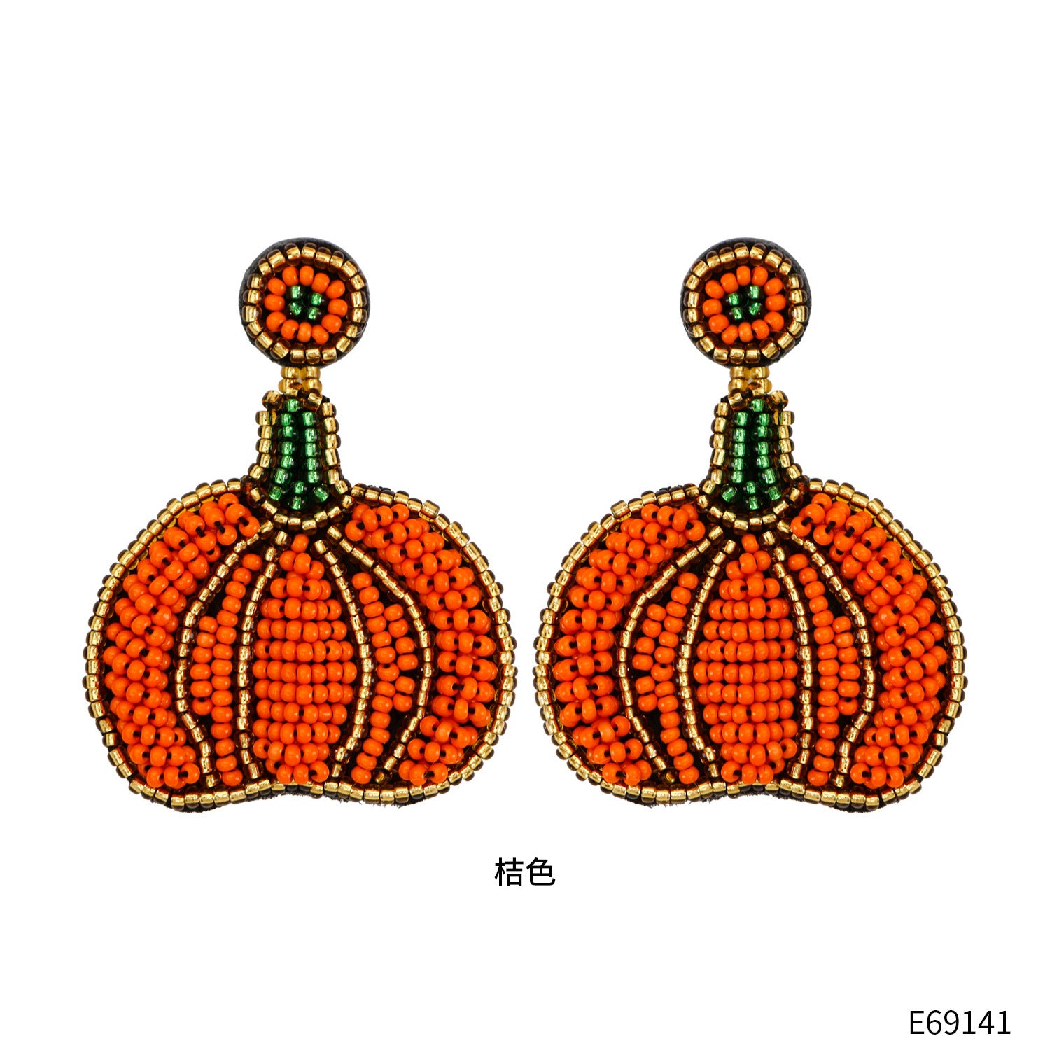 Wholesale Halloween Hat Ghost Creative Rice Bead Pumpkin Bat Exaggerated Earrings