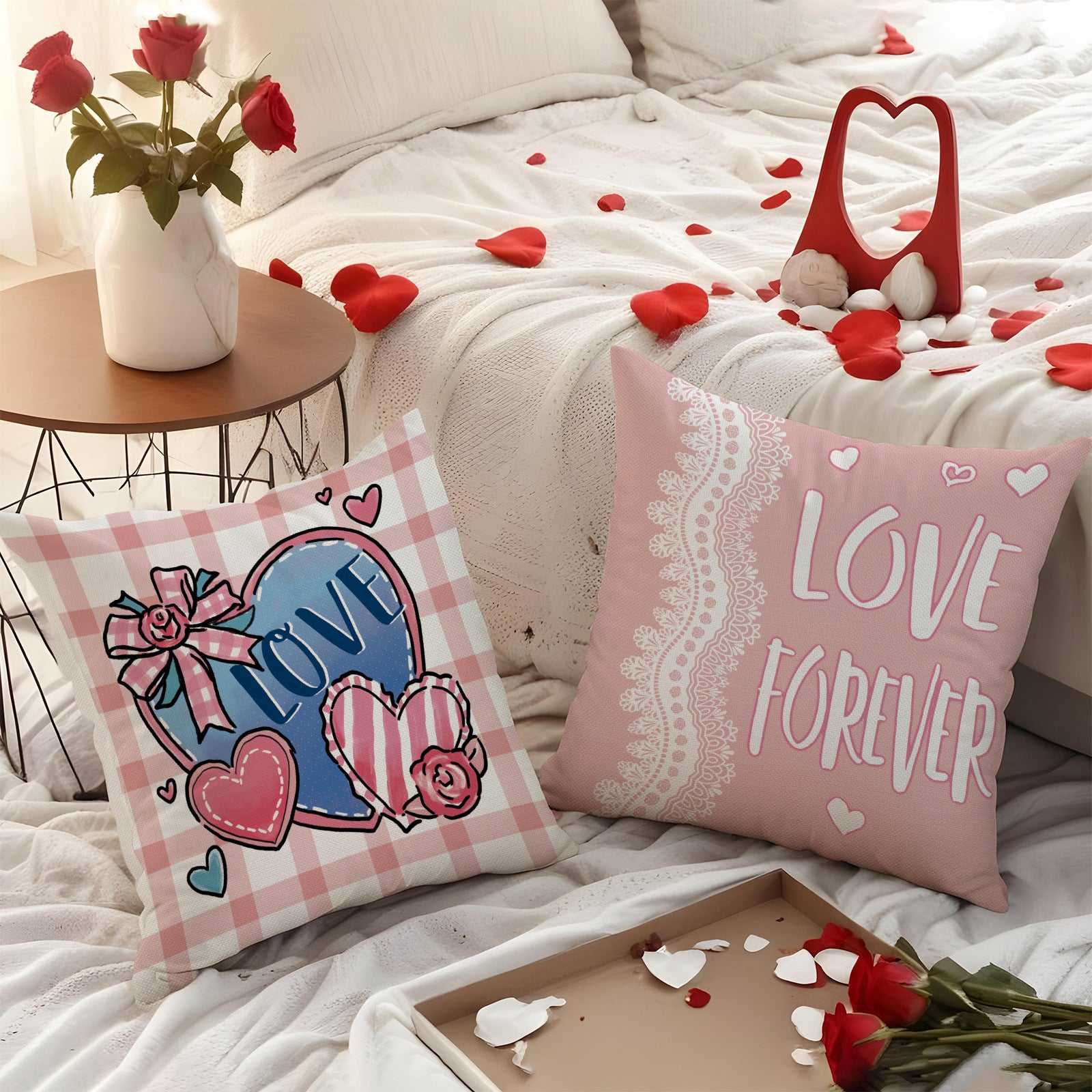 Wholesale Love Heart  Cover Pink Set  Cover Versatile Valentine' s Day  Pillow