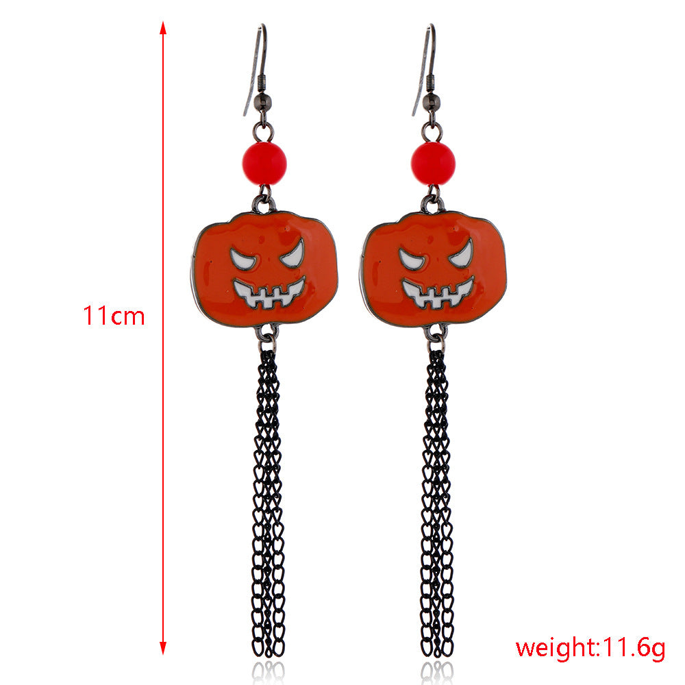 Wholesale Halloween Scary Funny Spider Pumpkin Alloy Dripping Oil Earrings
