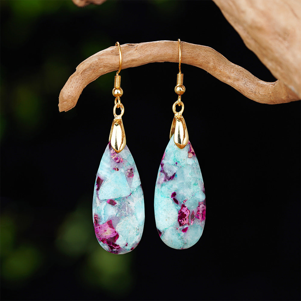 Wholesale Natural Stone Long Bohemian Earrings