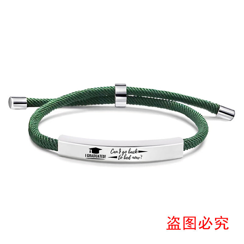 Wholesale Stainless Steel Braided 2024 Graduation Season Day Engraved Bracelet