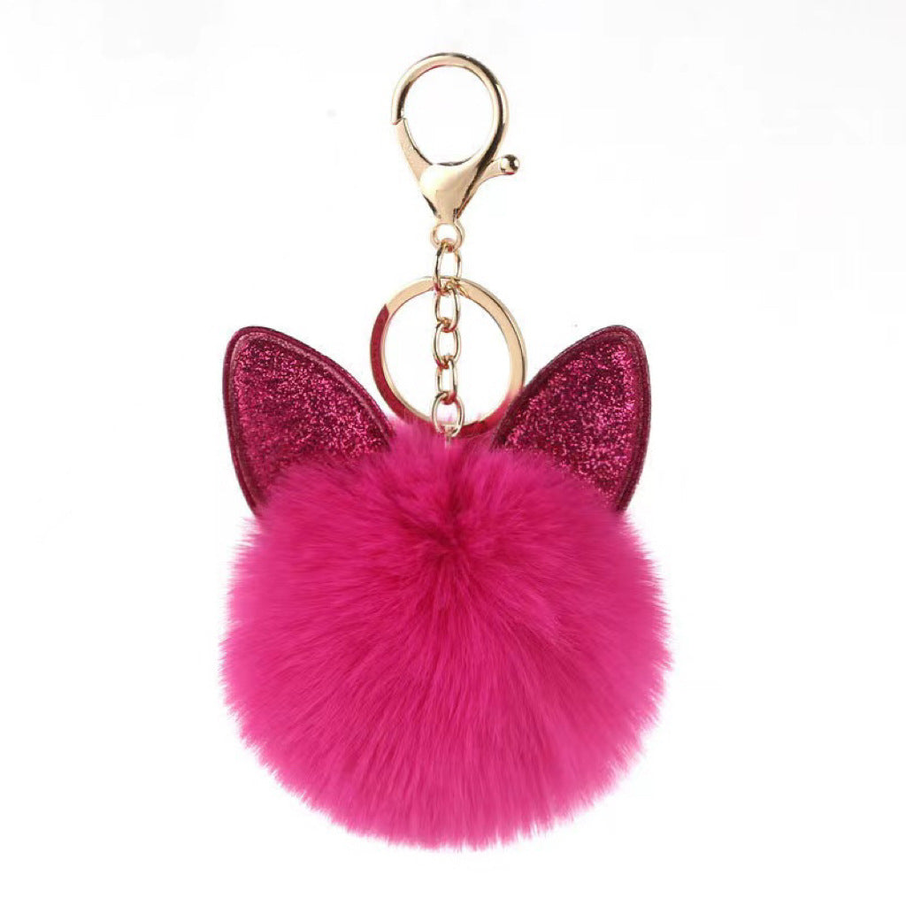 Wholesale Plush rabbit ears ethnic ball keychain