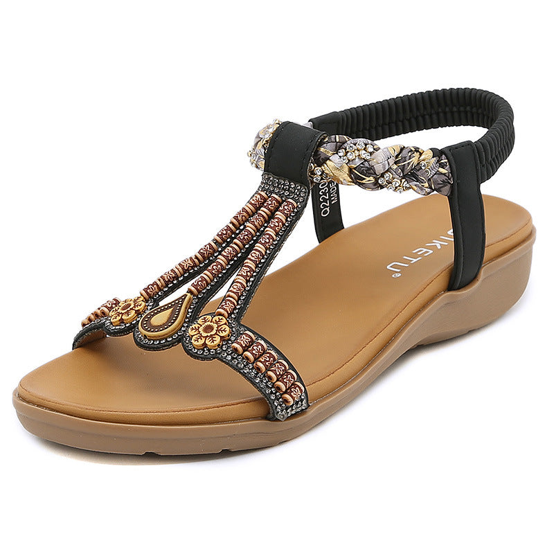 Wholesale Women's Elastic Band Lightweight PU Sandals