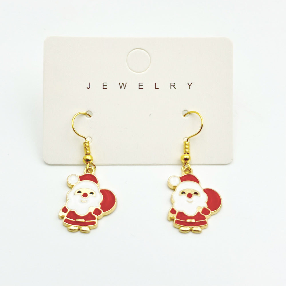 Wallesar Santa Claus Christmas Tree Cartoon Earrings
