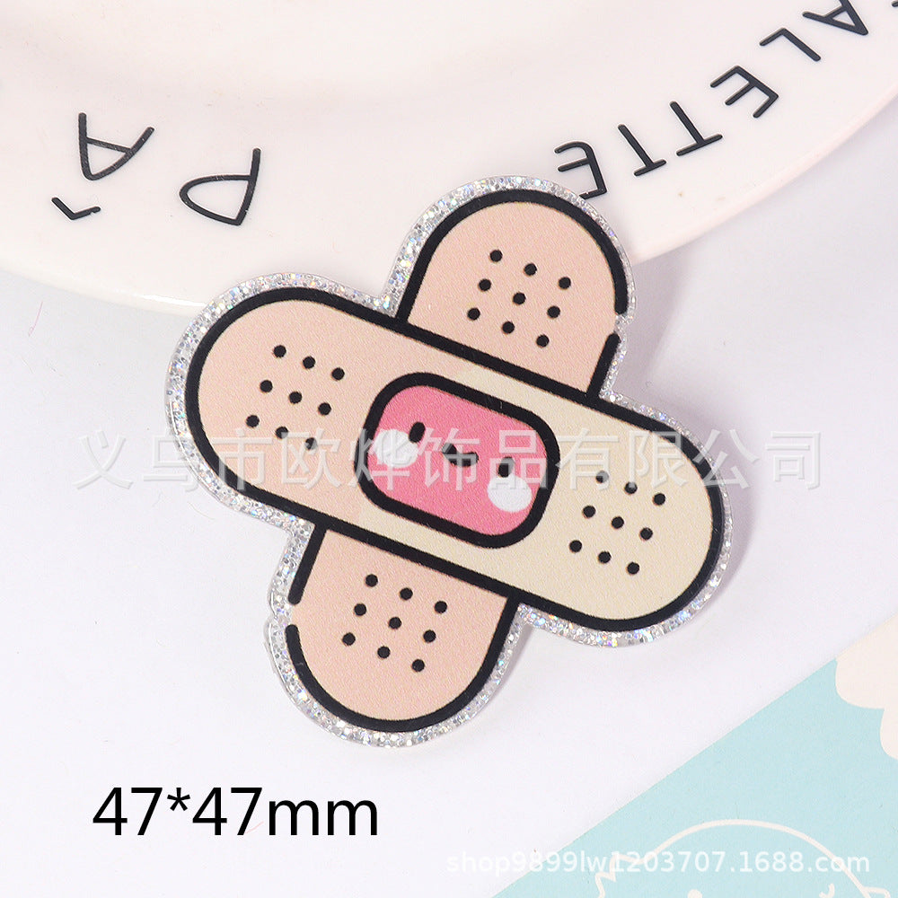 Wholesale New loose powder cartoon letters cute jewelry acrylic pin DIY patch accessories