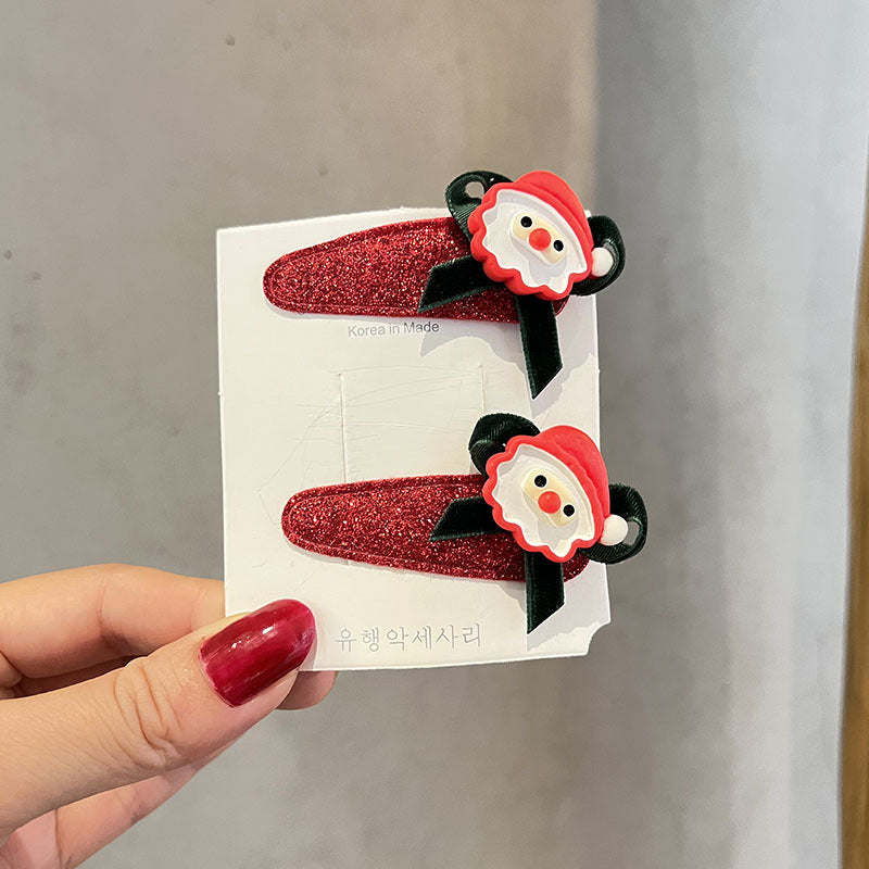 Wholesale 2023 Christmas Cartoon Mink Hair Elk Antler Cloth Children's Hair Card