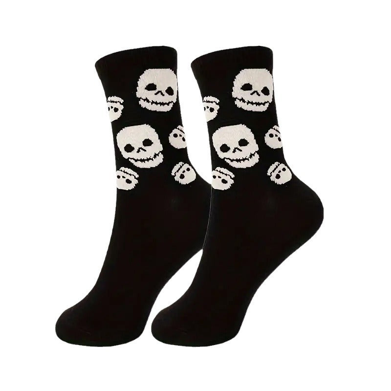 Wholesale Halloween Skull Pumpkin Bat Cartoon Print Casual Socks