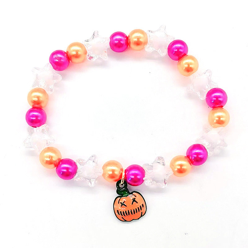 Wholesale New Halloween Handmade Beaded Hand Decorated Pumpkin Alloy Bracelet