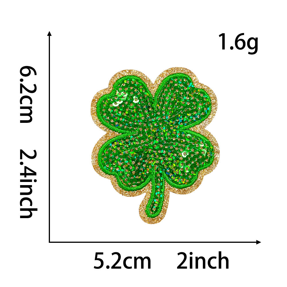 Wholesale  St. Patrick' s Day 3 Bowknots Green Series Sequin Embroidery DIY Patches