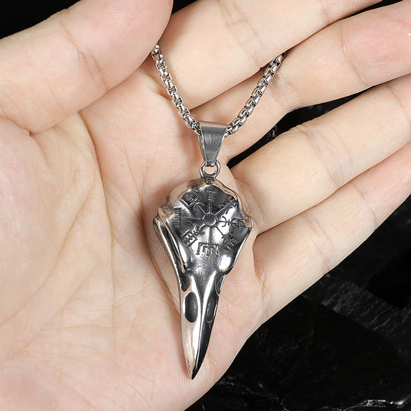 Wholesale Vintage Crow Skull Stainless Steel Punk Style Skull Eagle Beak Men's Necklace