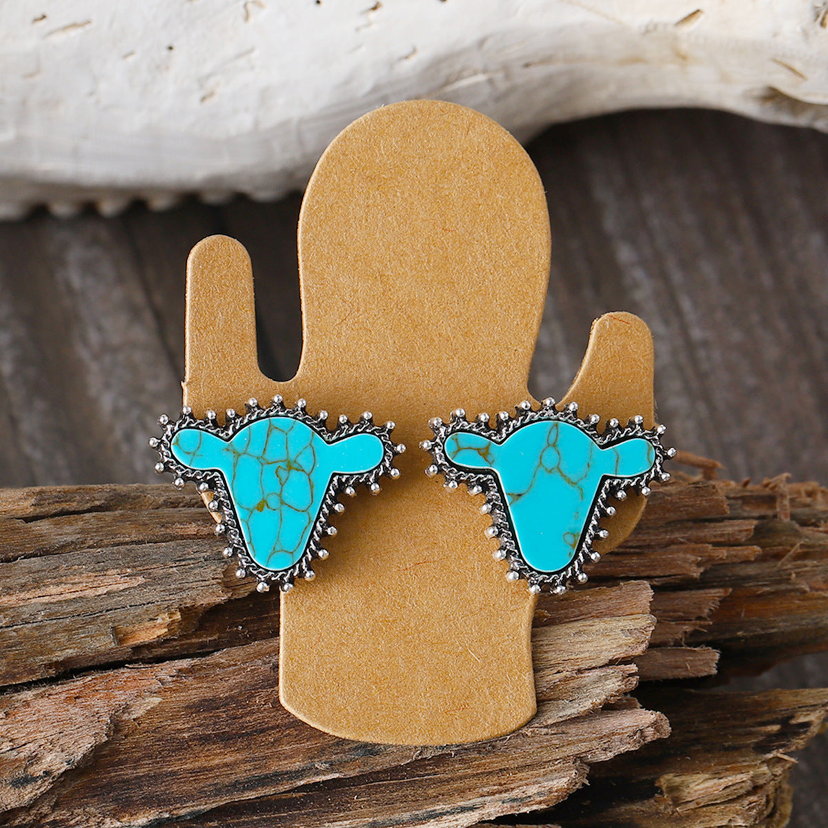 Wholesale Cactus Star Bull Head Heart Turquoise Earring Necklace Set