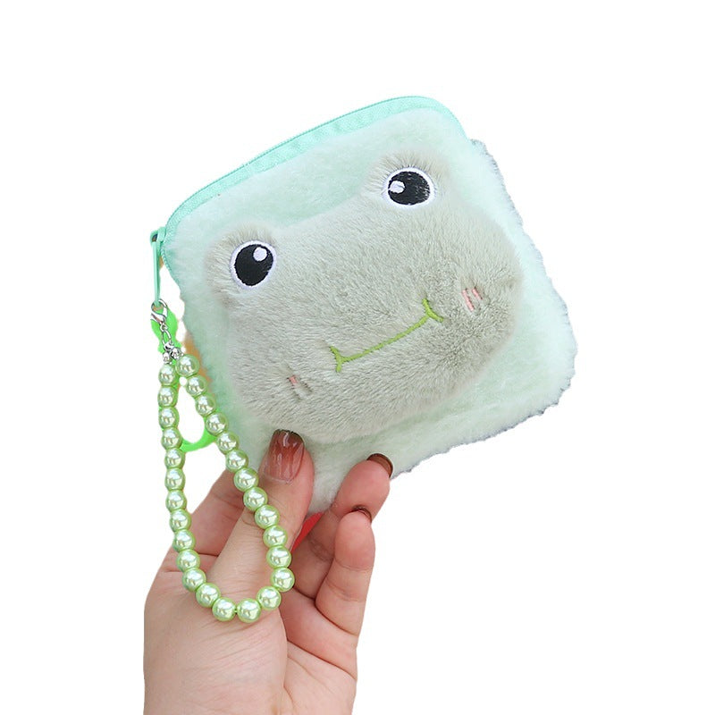 Wholesale Cartoon Cute Animal Doll Plush Large Capacity Candy Color Bead Chain Wallet